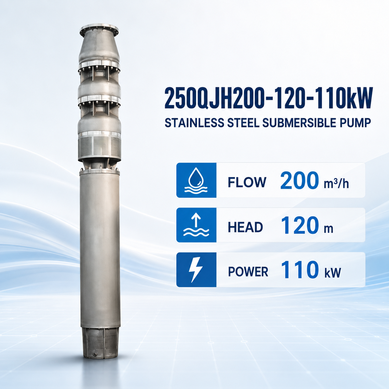 ปั๊มน้ําดําน้ําจากสแตนเลส 110 kW ปั๊มหลุมลึกหัวสูงสําหรับการถ่ายน้ํา